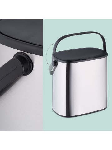 relaxdays Mülleimer in Silber/ Schwarz - 5 l