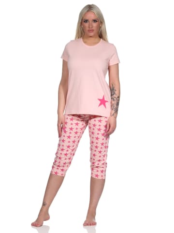 NORMANN Capri Pyjama Schlafanzug Sternen in rosa