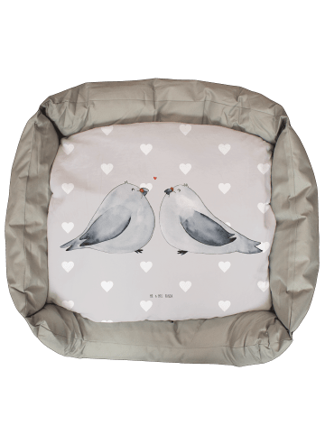 Mr. & Mrs. Panda Katzenkorb Turteltauben Liebe ohne Spruch in Grau Pastell