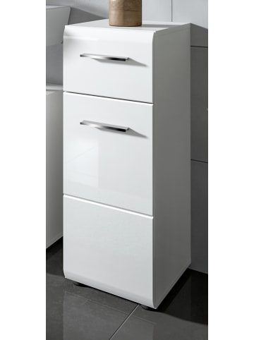 Inn.Furn Badkommode weiß Hochglanz, Badezimmer Schrank 30 x 80 cm