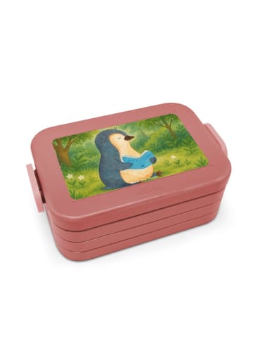 Mr. & Mrs. Panda Lunchbox Pinguin Buch Design ohne Spruch in Rot Pastell