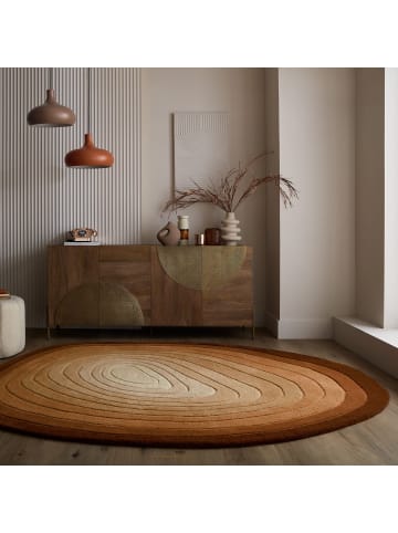 KADIMA DESIGN Teppich Wolle, Organische Form, Ombre Farbverlauf, Hoch-Tief in Terrakotta