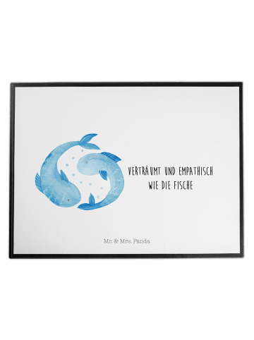 Mr. & Mrs. Panda Schreibunterlage Sternzeichen Fische mit Spruch in Weiß