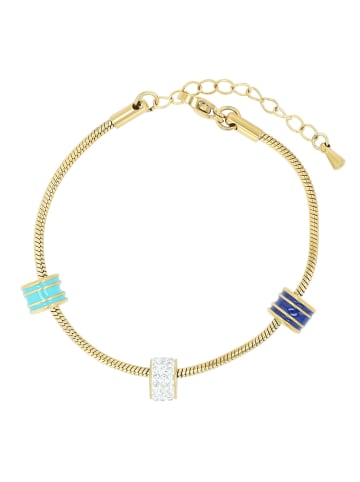 Adeliás Damen Armband aus Edelstahl mit Strass Steinchen 16,5 cm in gold
