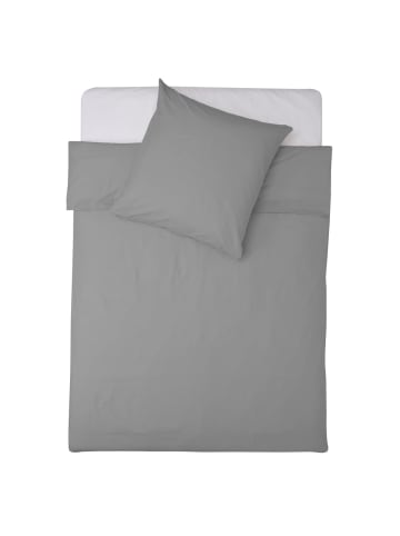 Lumaland Premium Bettwäsche 155x200cm cool grey + Kissenbezug 80x80cm grau