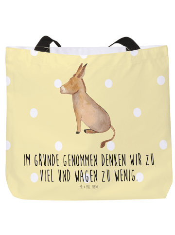 Mr. & Mrs. Panda Tote Bag Esel mit Spruch in Gelb Pastell