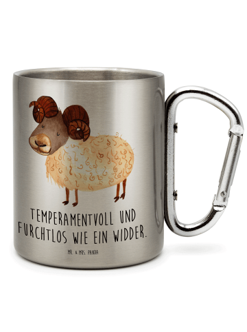 Mr. & Mrs. Panda Tasse Sternzeichen Widder mit Spruch in Silber