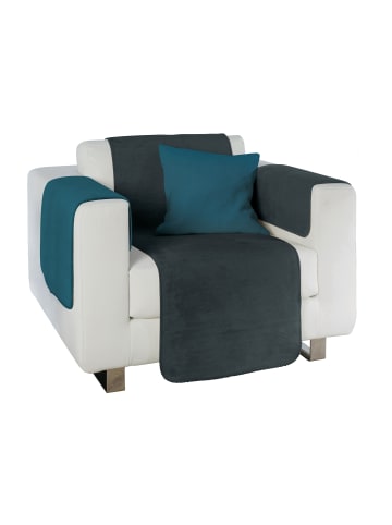 Erwin Müller Baumwollmischung Sessel- und Sofaschoner-Set 3-tlg. Matera in dunkelgrau/petrol