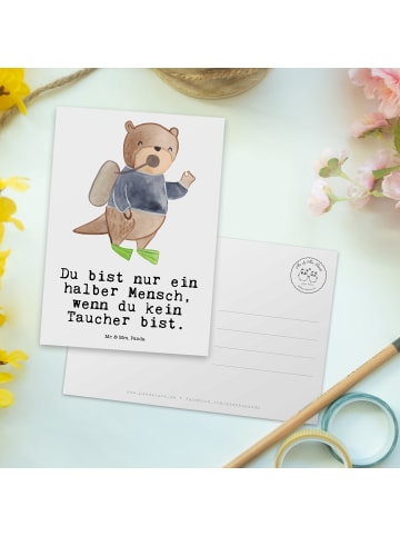 Mr. & Mrs. Panda Postkarte Taucher Herz mit Spruch in Weiß