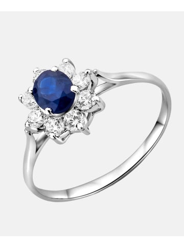 Diamant L'éternel Ring aus 375 Weißgold mit Zirkonia mit Saphir