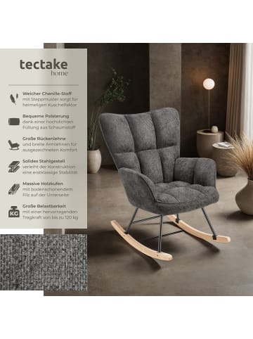 tectake Schaukelstuhl Torve, 68 x 96 x 97 cm, Belastbarkeit 120 kg, Chenille anthrazit