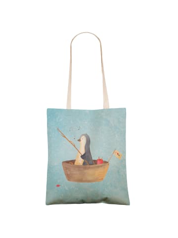 Mr. & Mrs. Panda Einkaufstasche Pinguin Angelboot ohne Spruch in Eisblau