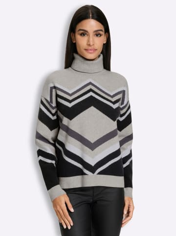 Heine Pullover in hellgrau-schwarz-gemustert