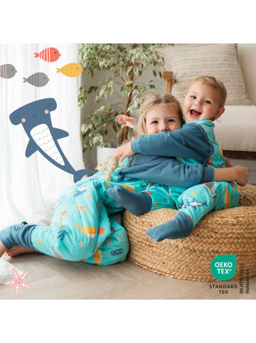 Schlummersack Schlafsack mit Füßen und umklappbaren Bündchen, 2.5 TOG in Hellblau