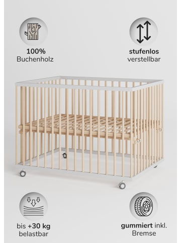 Sämann Sämann Laufgitter mit Matratze SleepPlus, Lattenrost Sprossen weiß/natur Premium