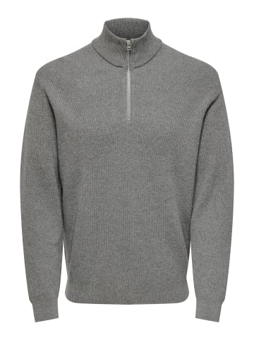 Only&Sons Freizeit Pullover ONSPHIL Polo Strick Sweater in Grau-3