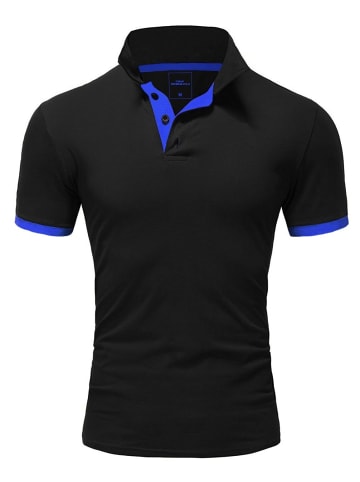 behype Poloshirt BASE in schwarz-blau