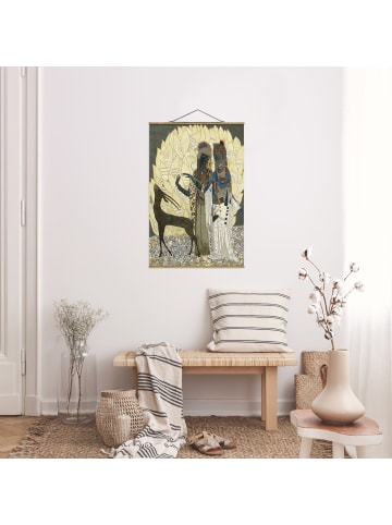 WALLART Stoffbild - Jean Dunand - Zwei stilisierte Frauen in Creme-Beige