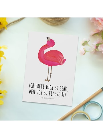 Mr. & Mrs. Panda Fotokarte Flamingo Stolz mit Spruch in Weiß