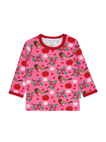 Toby Tiger Langarmshirt mit Vogel und Apfel Print in rosa