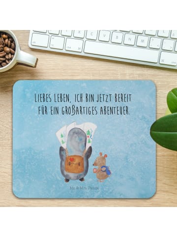 Mr. & Mrs. Panda Mousepad Pinguin & Maus Wanderer mit Spruch in Eisblau