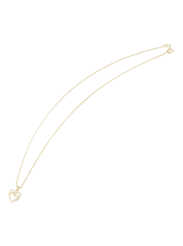 Adeliás Damen Halskette mit Anhänger – Herz aus 925 Silber in gold
