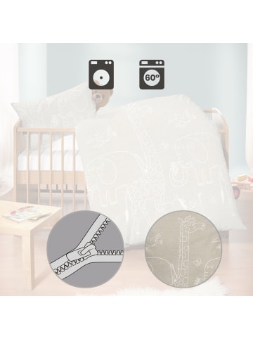 Biberna Melange-Flanell Kinder-Bettwäsche in beige