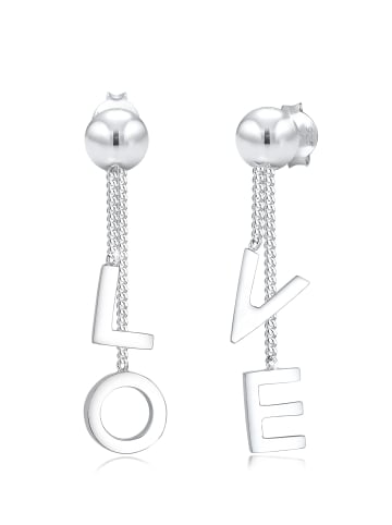 Elli Ohrringe 925 Sterling Silber Love-Schriftzug in Silber