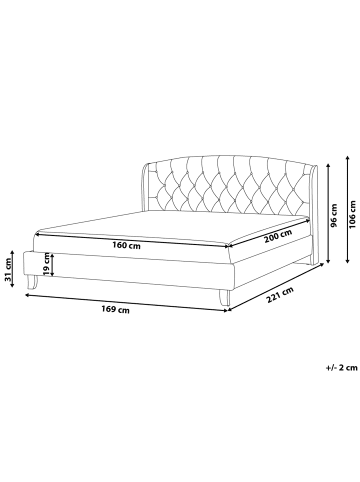 Beliani Doppelbett BORDEAUX in Beige/Dunkler Holzfarbton