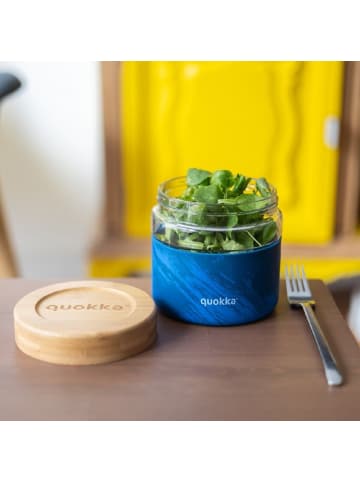 COFI 1453 Glas-Lunchbox mit Bambusdeckel – auslaufsicher, rutschfest, in Dunkelblau