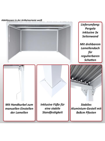 MCW Alu Pergola L41 mit 3x Seitenwand, Weiß
