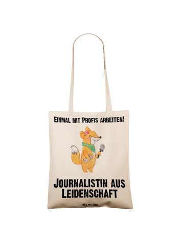 Mr. & Mrs. Panda Stoffbeutel Journalistin Leidenschaft mit Spruch in Creme