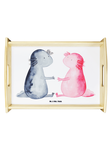 Mr. & Mrs. Panda Holztablett Axolotl Liebe ohne Spruch in Weiß