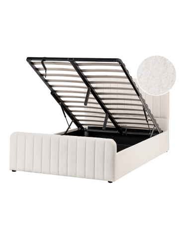 Beliani Doppelbett LUNAN in Weiß/Schwarz - (W) 127 x (H) 100 x (L) 216 cm