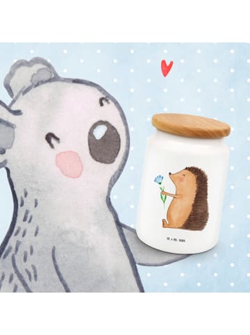 Mr. & Mrs. Panda Kaffeedose Igel Blumen ohne Spruch in Weiß