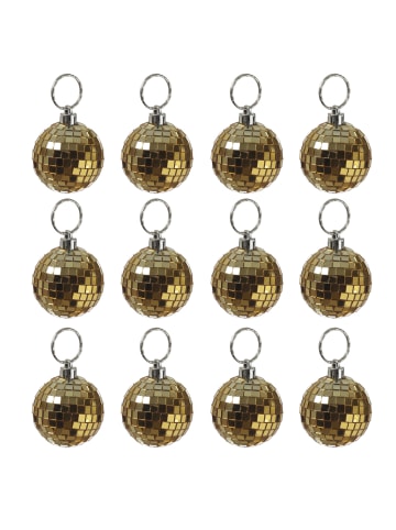 MARELIDA 12er Set Weihnachtsbaumschmuck Discokugel Spiegelkugel D: 5cm in gold