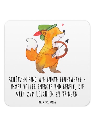 Mr. & Mrs. Panda Bierdeckel Schütze Astrologie mit Spruch in Weiß