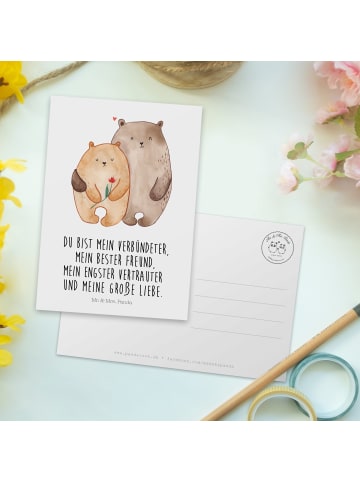 Mr. & Mrs. Panda Postkarte Bären Liebe mit Spruch in Weiß