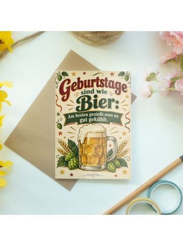 Mr. & Mrs. Panda Geburtstagskarte Bierkrug Retro Design mit Spruch in Weiß