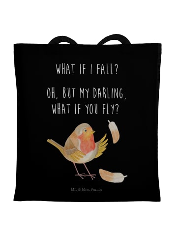 Mr. & Mrs. Panda Schultasche Rotkehlchen Federn mit Spruch in Schwarz