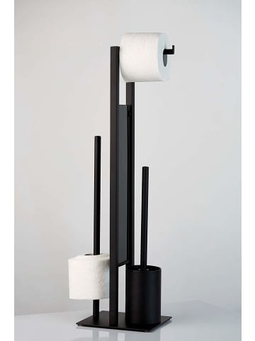 Wenko Rack für Papier und WC-Bürste Rivalta schwarz in Schwarz, 18 x 70 x 23 cm