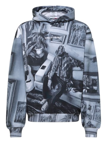 Carlo Colucci Hoodie ohne Reißverschluss Ermini in Schwarz / Weiß