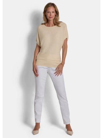 GOLDNER Kurzgröße:  Viskosepullover mit Glanzeffekt in cremeweiß