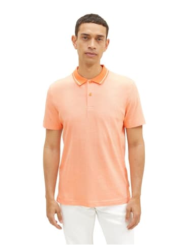 Tom Tailor Polo in melon orange white stripe