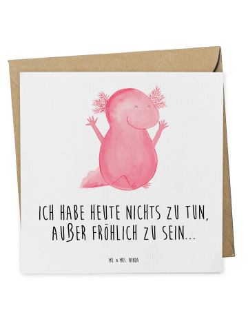 Mr. & Mrs. Panda Einladungskarte Axolotl Hurra mit Spruch in Weiß