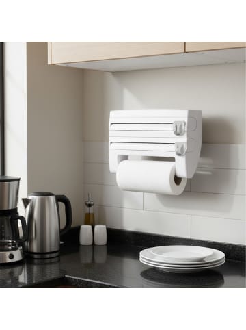 relaxdays Wandrollenhalter in Weiß - (B)38 x (H)24,5 x (T)7,5 cm