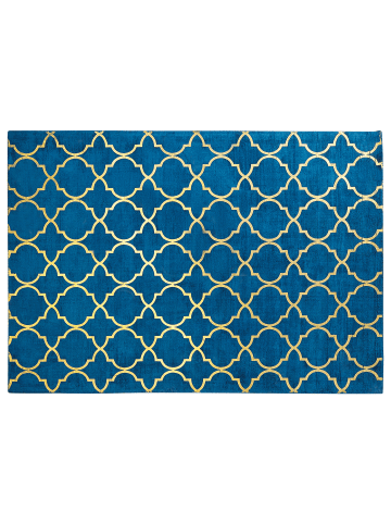 Beliani Kurzflor YELKI in Blau/Gold - (W) 160 x (H) 1.2 x (L) 230 cm