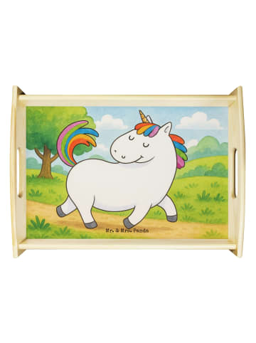 Mr. & Mrs. Panda Serviertablett Einhorn Stolzieren Design ohne S... in Weiß
