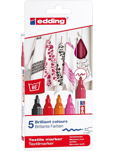 edding Textilmarker edding 4500 creative 2-3mm Packung mit 5 Farben