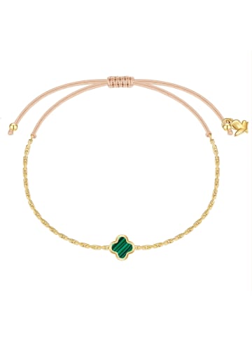 Glanzstücke München Armband Kleeblatt aus Edelstahl mit Malachit (synth.) in gelbgold